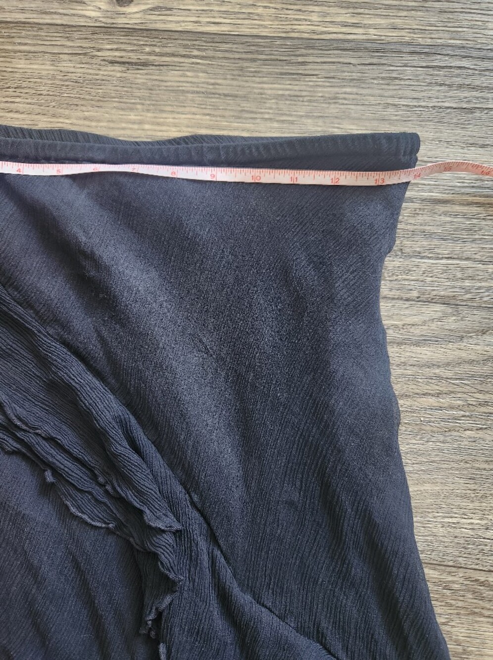 Vintage Y2K Newport News 100% Silk Ruffled Asymmetrical Midi Skirt Black M - Picture 5 of 7